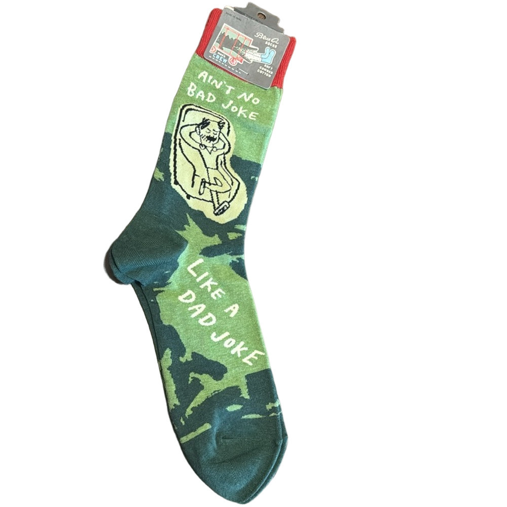 3/$18 Blue Q Soft Combed Cotton Ain’t No Joke Like A Dad Joke Crew Socks NWT